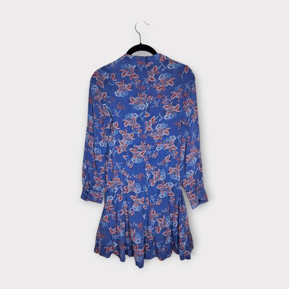 Ryder Blue Red Floral Long Sleeve Romper with Pockets Women's Size Small - Picture 8 of 8